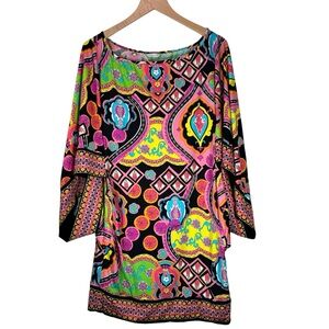 Trina Turk Swim Cover Up Small Floral Swim Suit Dress Vibrant Abstract Bold